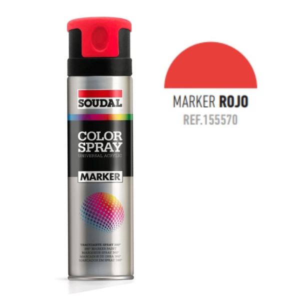 BOTE SPRAY MARCADORES 360 GRADOS 500ML COLOR ROJO FLUORESCENTE