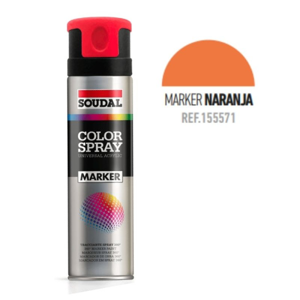 BOTE SPRAY MARCADORES 360 GRADOS 500ML COLOR NARANJA FLUORESCENTE